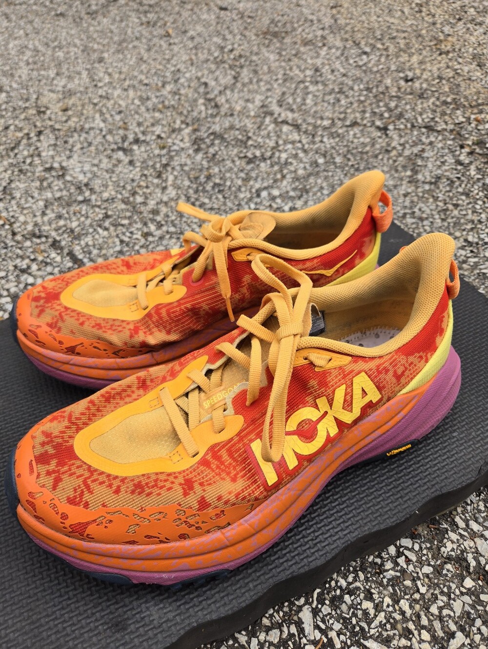 Hoka One One Speedgoat 6 Shoes Womens Size 9D, Red Orange Trail Running Hiking